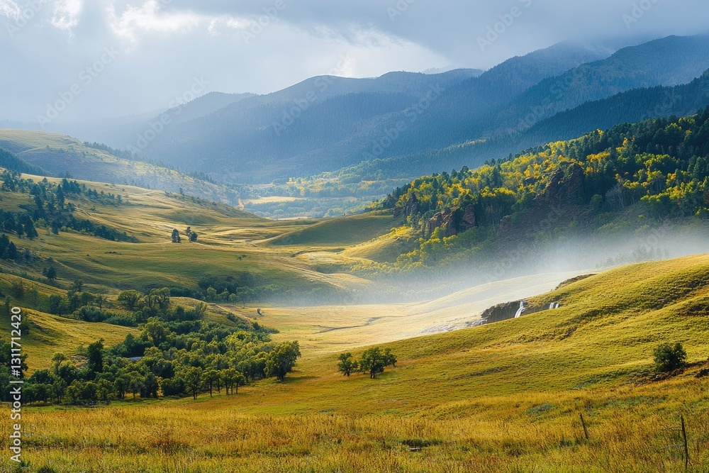 Obraz premium Beautiful sunset over the beach with tall grass and sand dunes.