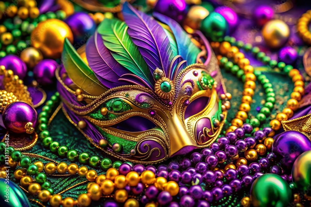 Vibrant Mardi Gras Doodle Art Texture with Deep Focus Vibrant Mardi Gras Doodle Art Texture with Deep Focus