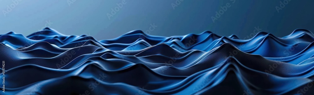 Fototapeta premium Blue abstract background wavy ripple dark tone curve horizontal.