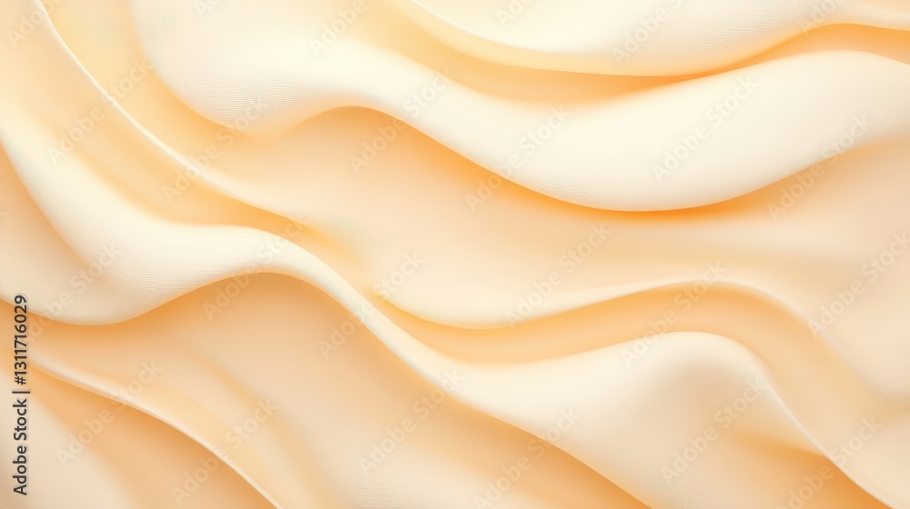 A soft, flowing fabric in warm cream tones, creating an elegant and smooth texture with gentle waves. A soft, flowing fabric in warm cream tones, creating an elegant and smooth texture with gentle waves.