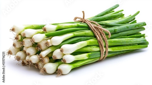 Wallpaper Mural Fresh Green Scallions Bundle on White Background Torontodigital.ca