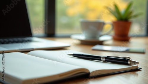 Desk Notebook Pen with Calm Focus representing Productivity