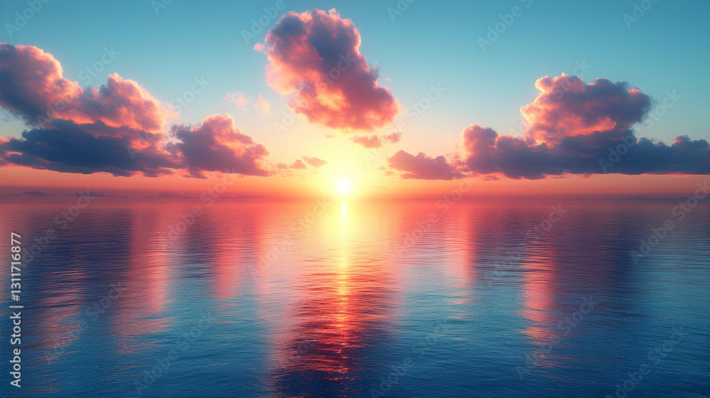Fototapeta premium Stunning Sunset Over Calm Ocean