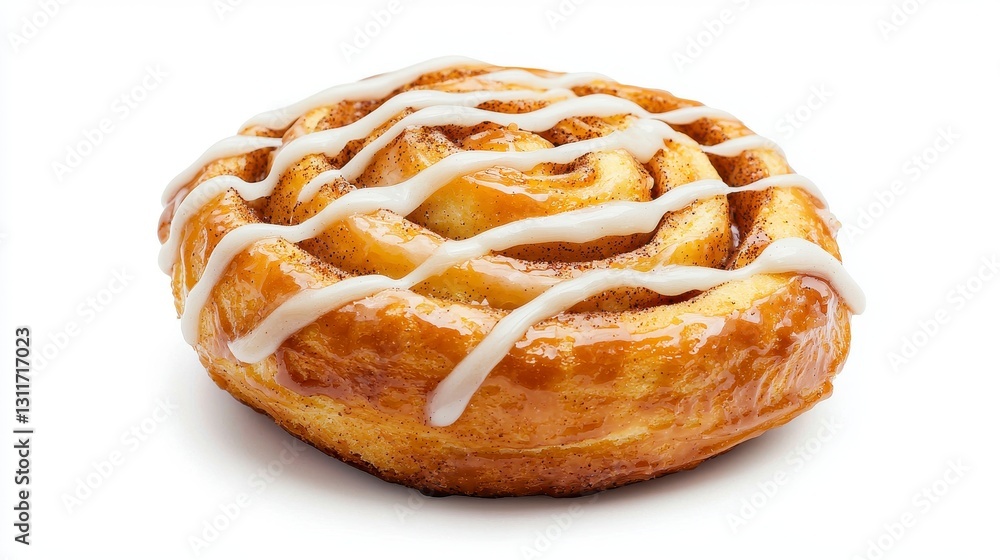 Fototapeta premium Golden Brown Cinnamon Roll with Vanilla Icing