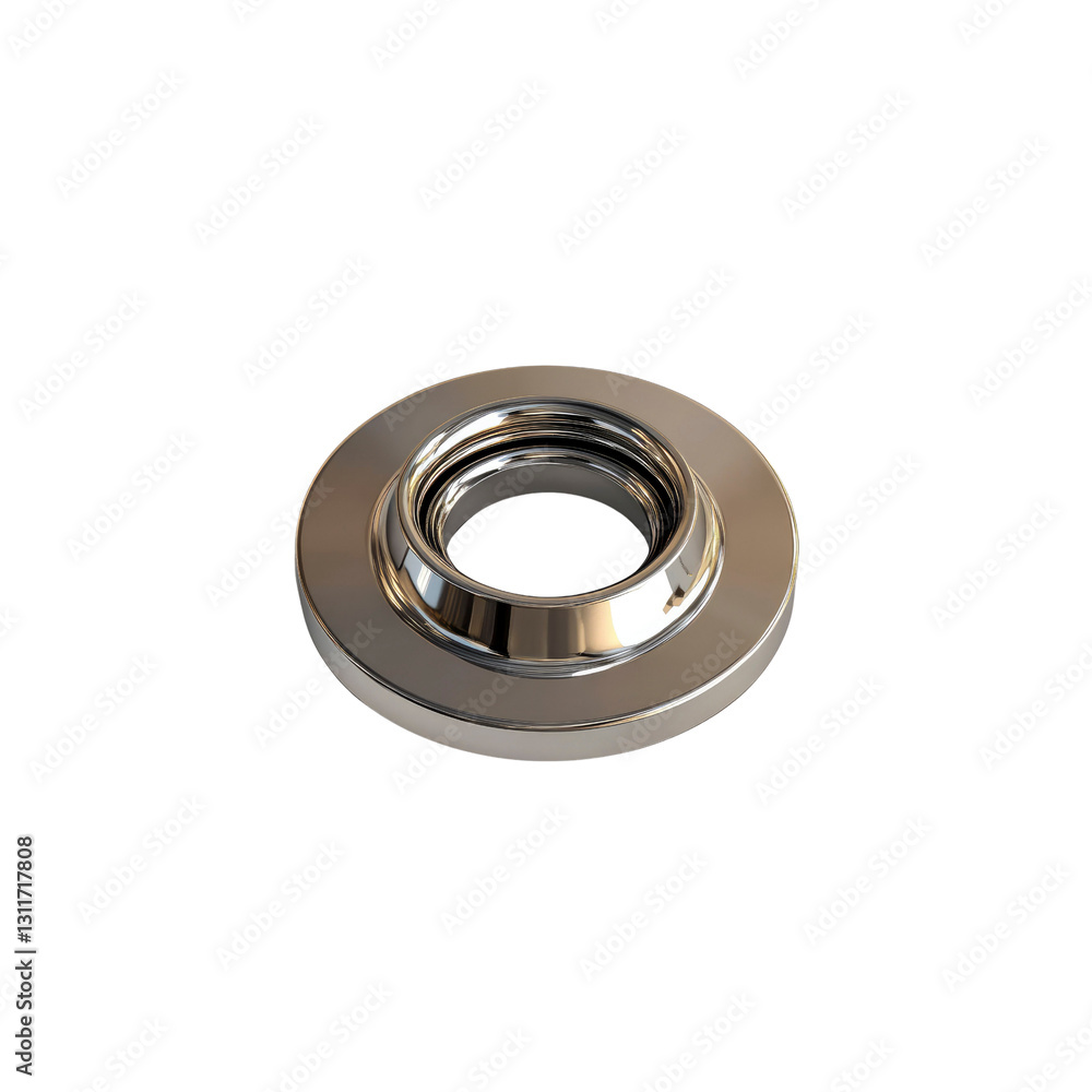 Close-up of a Shiny Metallic Washer with a Central Bore Close-up of a Shiny Metallic Washer with a Central Bore