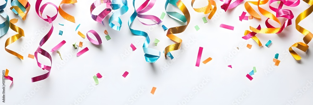 Fototapeta premium Celebratory decorations scatter joyfully across a bright surface during a festive occasion