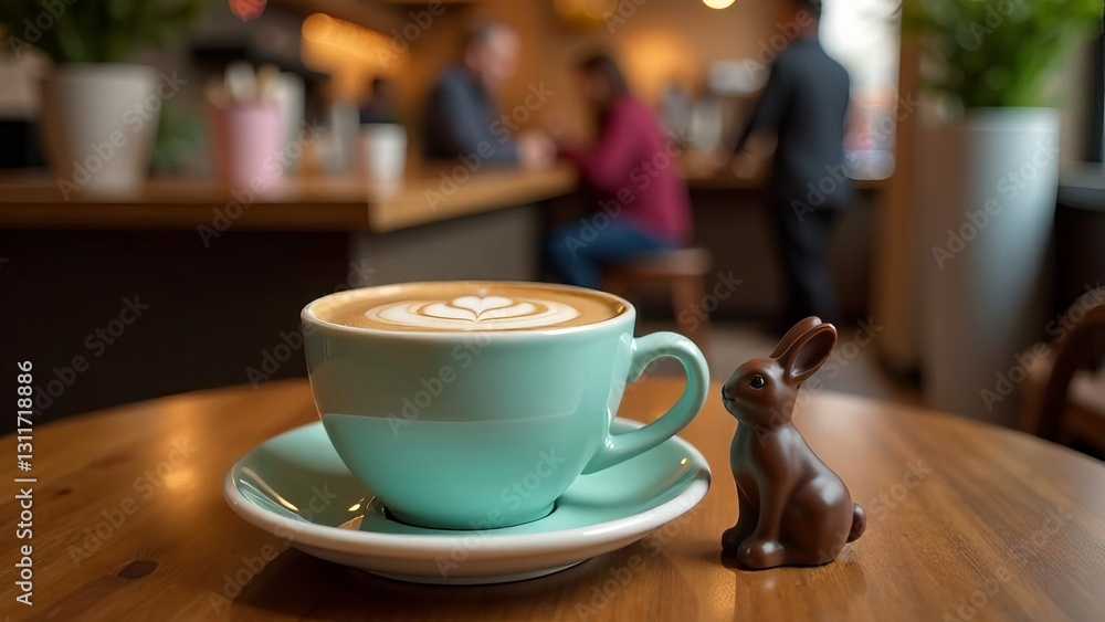 Fototapeta premium Springtime Coffee Shop Easter Promotion