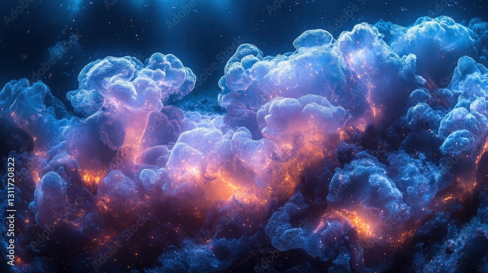 Fototapeta premium Cosmic Cloudscape: A Digital Nebula