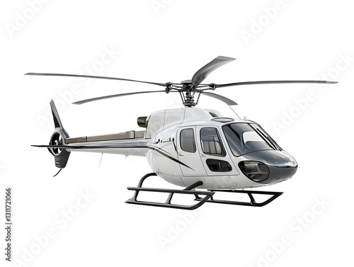 Modern White Helicopter Isolated on Transparent Background