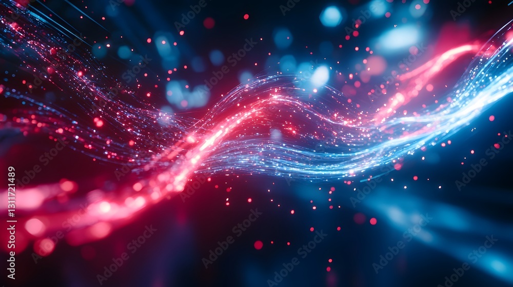 Abstract Red And Blue Light Waves Flowing Abstract Red And Blue Light Waves Flowing