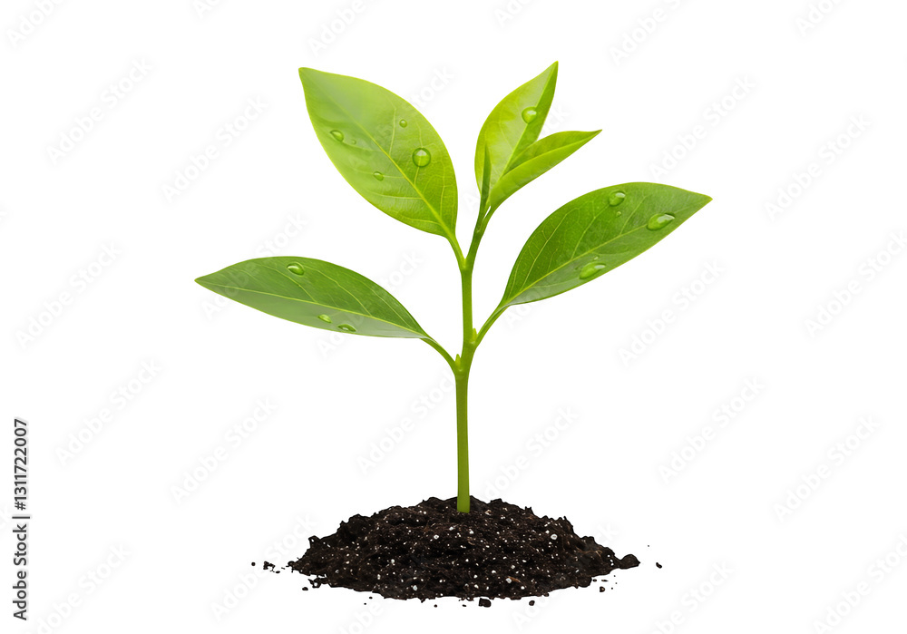 Freshly Sprouted Plant in Soil, Perfect for Environmental Concepts isolated on white or transparent png background Freshly Sprouted Plant in Soil, Perfect for Environmental Concepts isolated on white or transparent png background