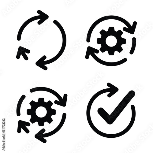 Industrial Gear Mechanism Icon. Mechanical Engineering and Technology Vector Illustration.