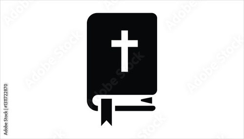 Holy Bible and Cross Icon. Christian Faith and Religious Symbol. Religious Book Vector.