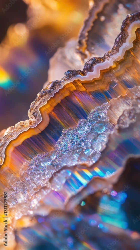 Macro shot of natural rainbow agate gem or mineral texture background, organic stones patterns and colors. Abstract geological ornaments unique structures, AI generated Macro shot of natural rainbow agate gem or mineral texture background, organic stones patterns and colors. Abstract geological ornaments unique structures, AI generated