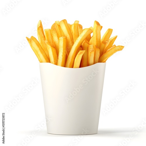 Delicious Golden French Fries in a White Cardboard Container Ready to Serve