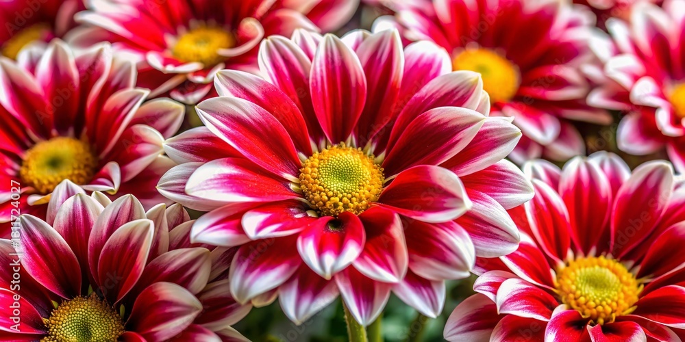 Fototapeta premium Vibrant Red and White Flower Close-up with Shallow Depth of Field