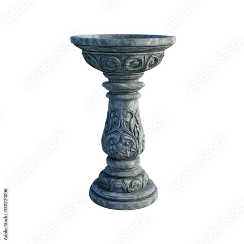 Ornate Stone Pedestal Bird Bath - Elegant Garden Decor