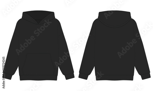 Black hoodie sweater mockup front and back view