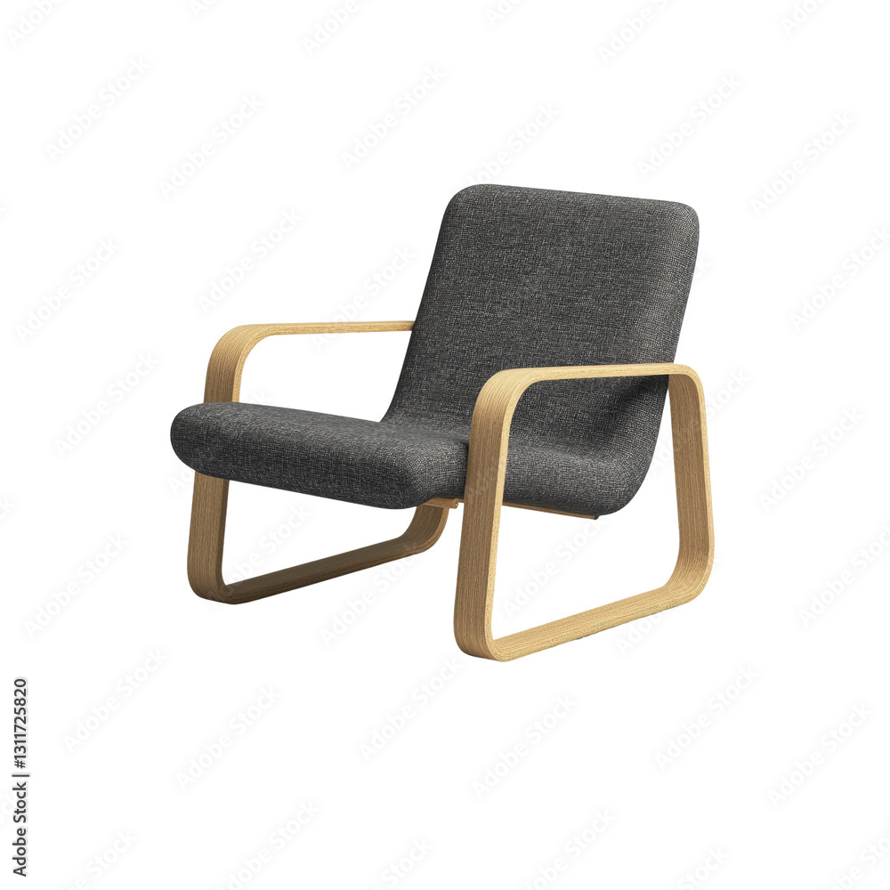 Modern Grey Fabric Armchair with Light Wood Frame - Comfortable Lounge Chair for Home or Office Modern Grey Fabric Armchair with Light Wood Frame - Comfortable Lounge Chair for Home or Office