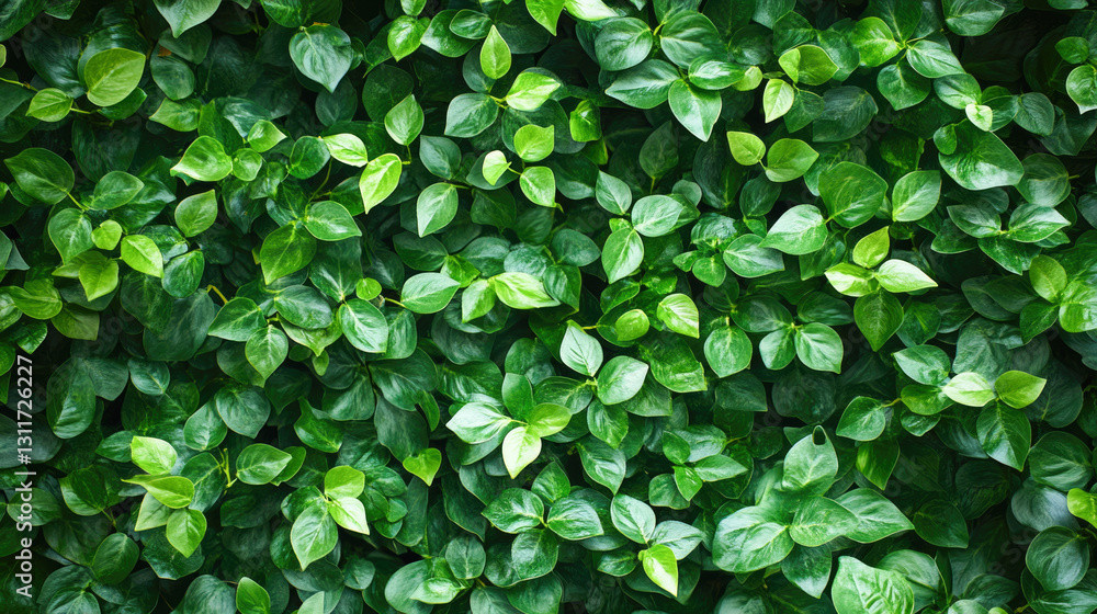 Fototapeta premium Lush green foliage: vibrant leaves of a dense plant canopy