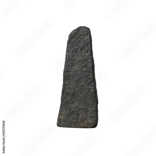 Ancient Stone Monument Isolated Dark Grey Rough-Hewn Standing Stone