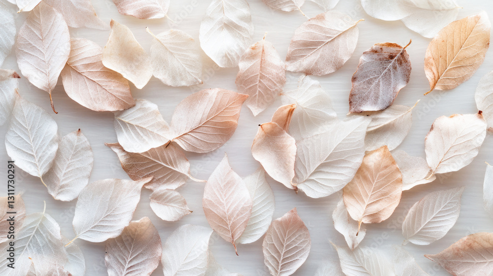 Delicate beige and white leaves on light background Delicate beige and white leaves on light background