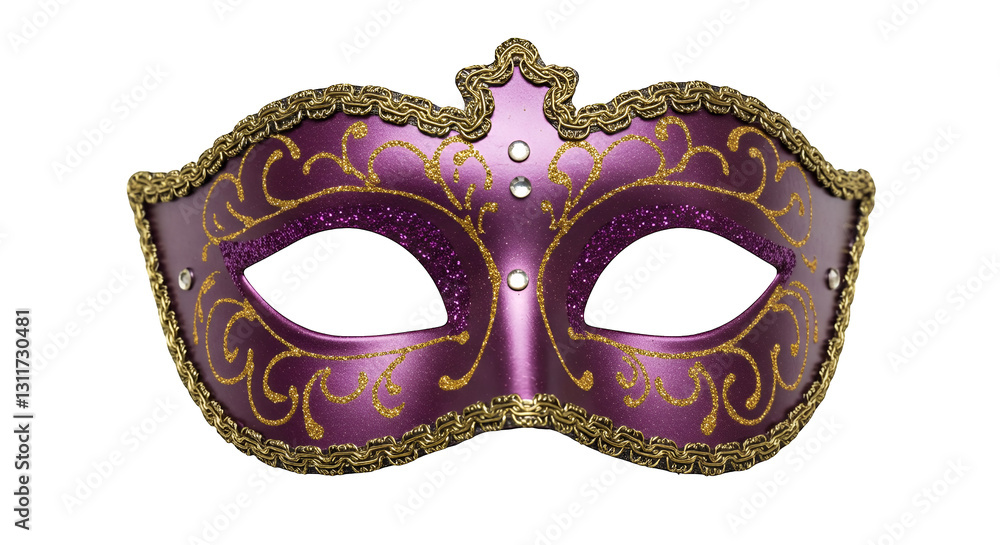 Elegant Purple and Gold Venetian Mask isolated on white or transparent png background Elegant Purple and Gold Venetian Mask isolated on white or transparent png background