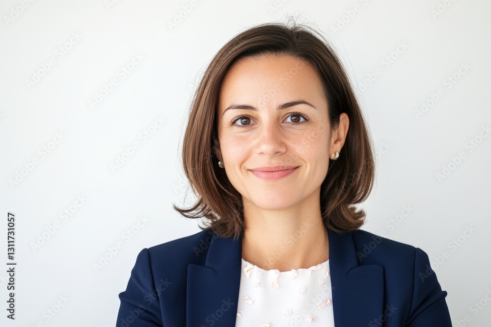 A professional woman with brown hair smiles confidently in a navy blazer against a plain background, exuding a sense of approachability and professionalism. A professional woman with brown hair smiles confidently in a navy blazer against a plain background, exuding a sense of approachability and professionalism.
