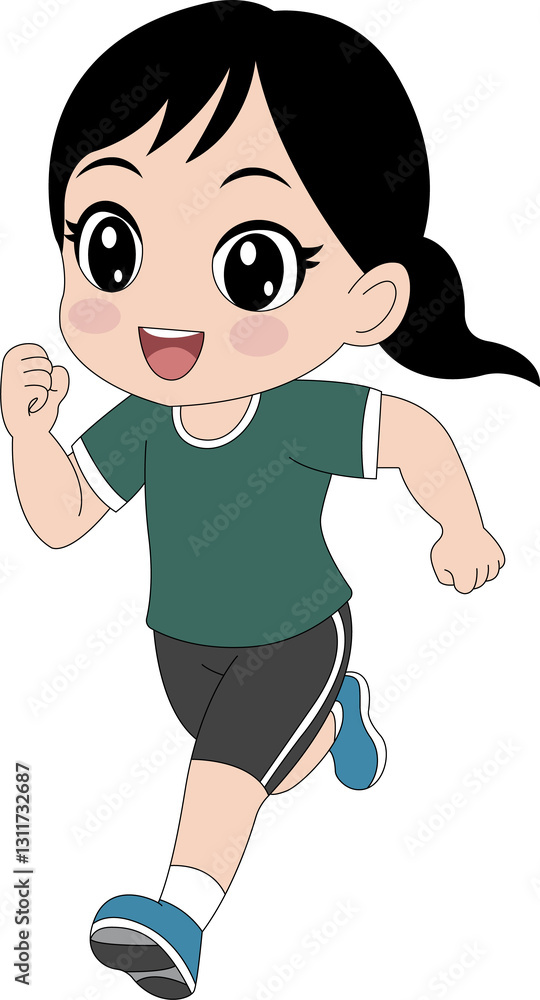 cartoon girl running cartoon girl running