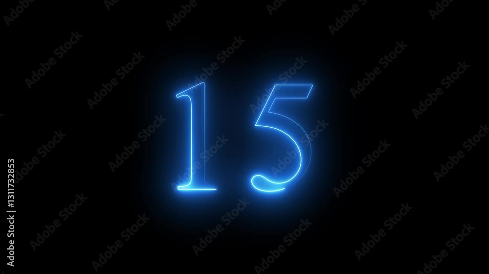 Neon number 15 animation on black background . Neon number 15 animation on black background .