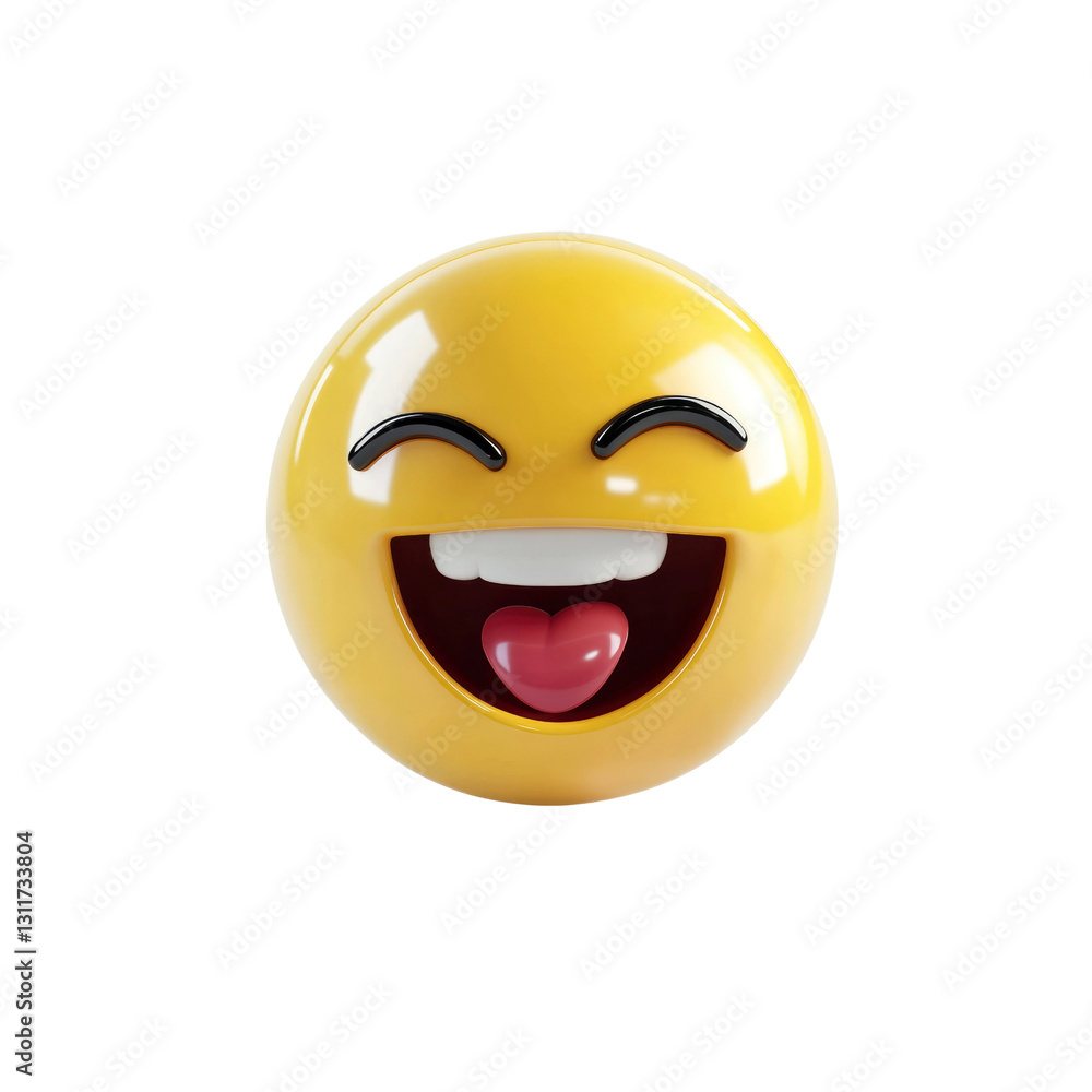 Fototapeta premium 3D Render of a Laughing Emoji with Heart-Shaped Tongue