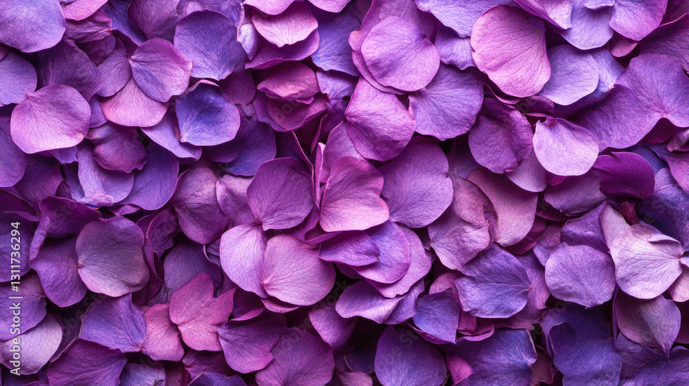 Vibrant purple hydrangea petals close-up displaying colorful texture and detail Vibrant purple hydrangea petals close-up displaying colorful texture and detail