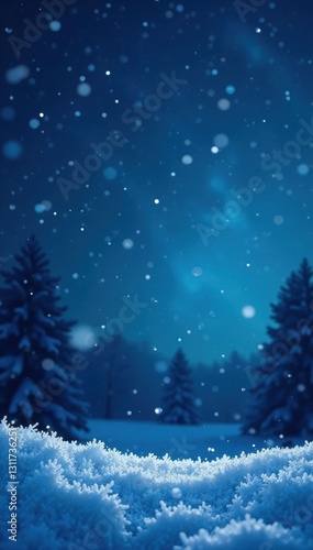 Wallpaper Mural Shimmering snowflakes fall on a deep blue winter night sky , night, frozen Torontodigital.ca