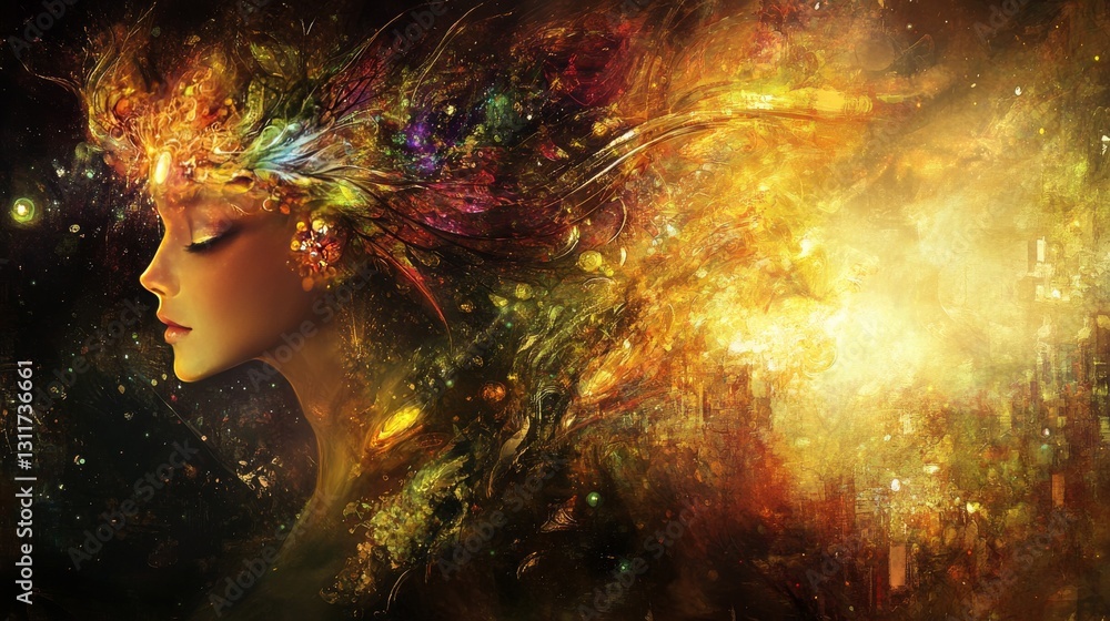 A captivating artwork showing a woman. AI Generation A captivating artwork showing a woman. AI Generation