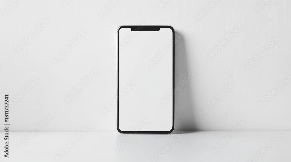 Sleek modern smartphone with blank screen on minimalist surface Sleek modern smartphone with blank screen on minimalist surface