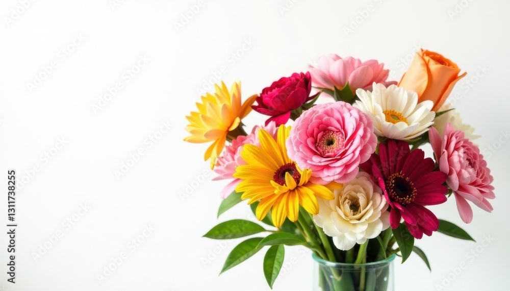 Vibrant bouquet, various blooms, white backdrop, plant, pretty, colorful Vibrant bouquet, various blooms, white backdrop, plant, pretty, colorful