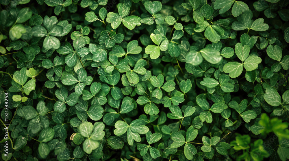 Lush green clover leaves creating a dense natural carpet Lush green clover leaves creating a dense natural carpet