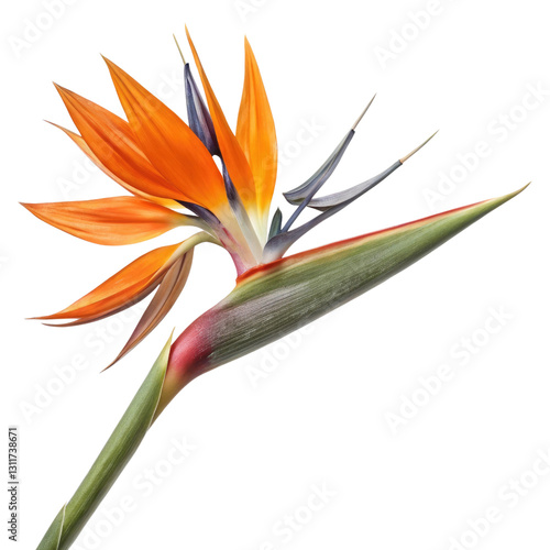strelitzia flower isolated on transparent background.