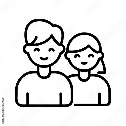 siblings icon, siblings line art - simple line art of siblings, perfect for siblings logos and icons