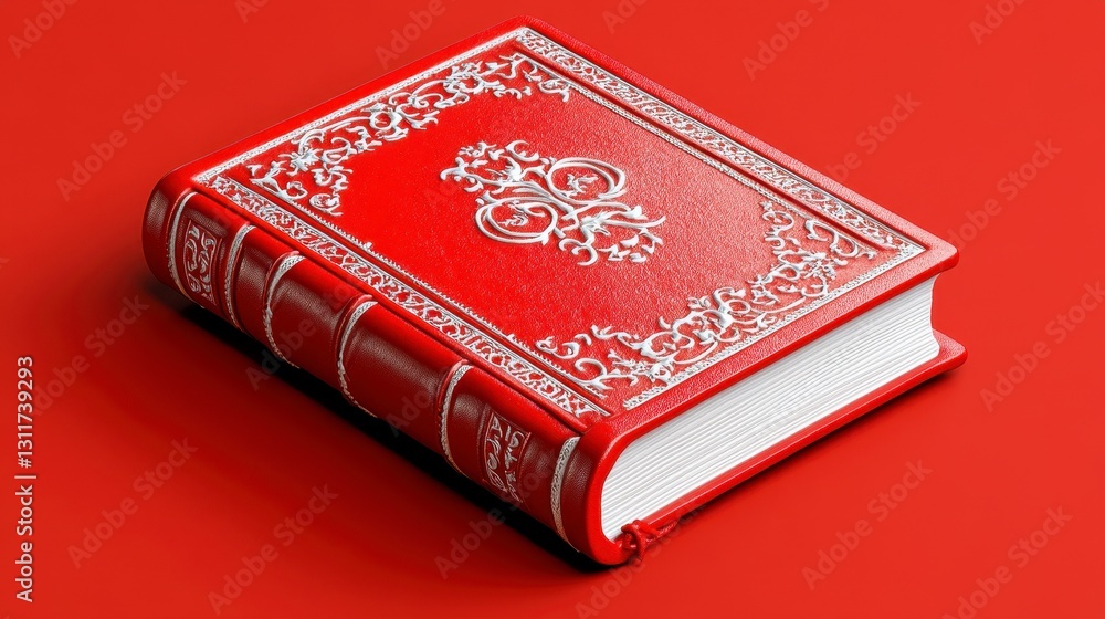Fototapeta premium Red Ornate Book on Red Background