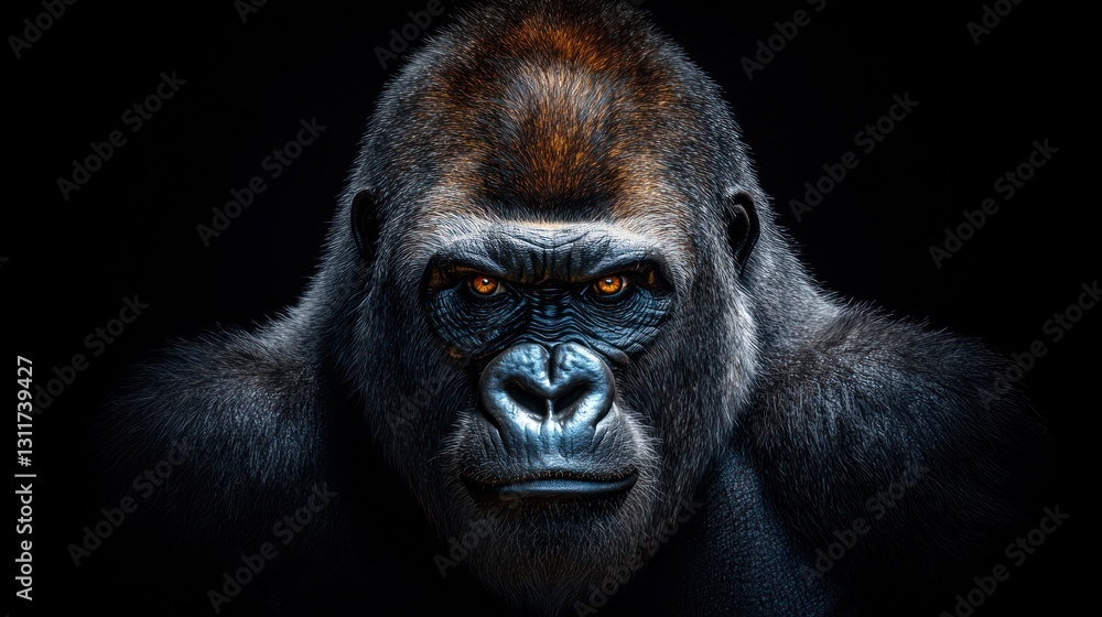 Obraz premium Majestic Gorilla Portrait: A Powerful Gaze into the Soul of a Gentle Giant