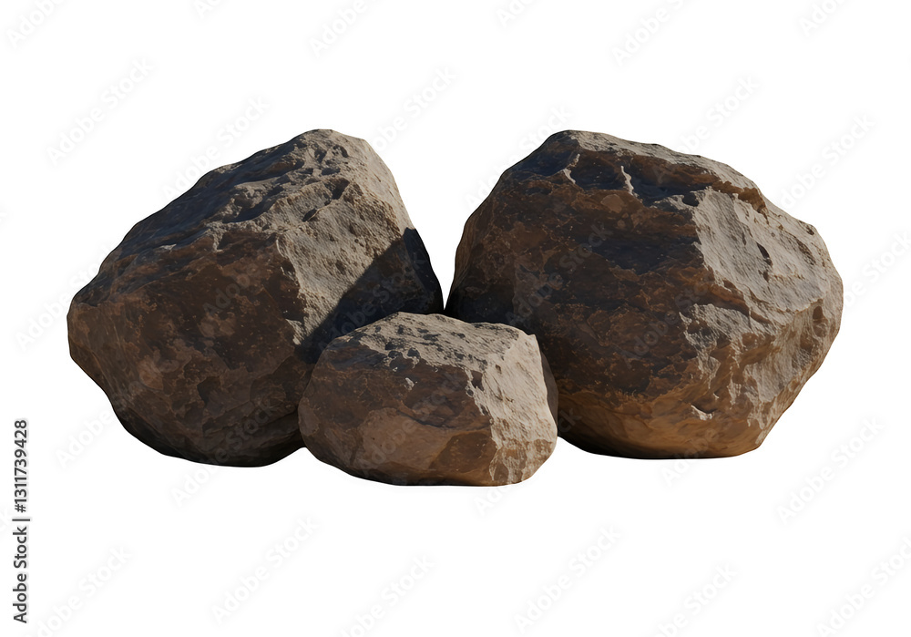 Three large rocks isolated on white or transparent png background Three large rocks isolated on white or transparent png background