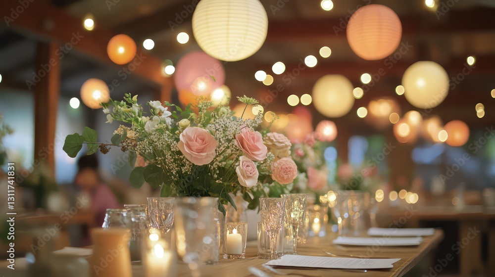 Cost-effective decor with string lights, simple table setups, and playful paper crafts Cost-effective decor with string lights, simple table setups, and playful paper crafts
