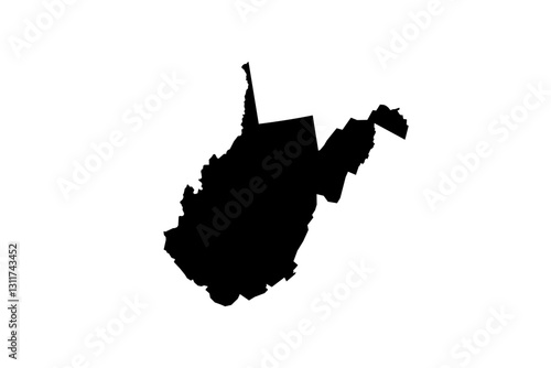 Map of West Virginia state, US