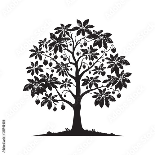 Minimalist Butternut Tree Silhouette - Butternut Tree Design - Butternut Tree Vector - Butternut Tree Illustration.