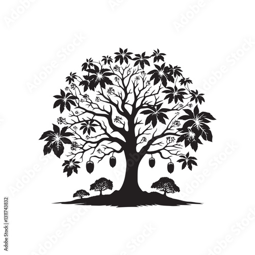 Minimalist Butternut Tree Silhouette - Butternut Tree Design - Butternut Tree Vector - Butternut Tree Illustration.