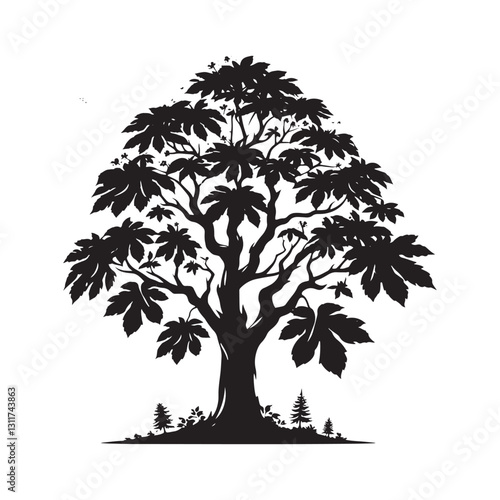 Minimalist Butternut Tree Silhouette - Butternut Tree Design - Butternut Tree Vector - Butternut Tree Illustration.
