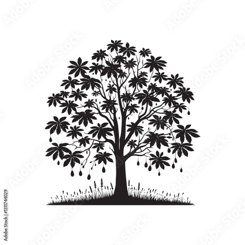 Minimalist Butternut Tree Silhouette - Butternut Tree Design - Butternut Tree Vector - Butternut Tree Illustration.