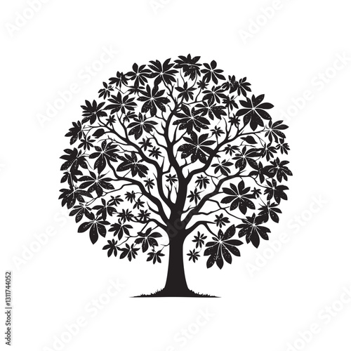 Minimalist Butternut Tree Silhouette - Butternut Tree Design - Butternut Tree Vector - Butternut Tree Illustration.