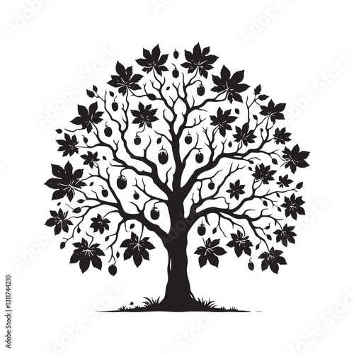 Minimalist Butternut Tree Silhouette - Butternut Tree Design - Butternut Tree Vector - Butternut Tree Illustration.